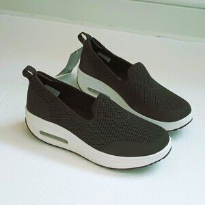 Ruideng Air Cushion Mesh Sneakers 7  Women's Black Platform Walking Shoes